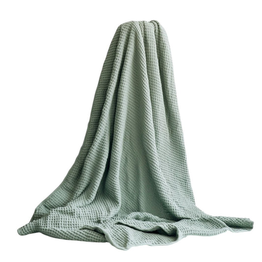 Modly Waffle Weave Bath Towel - Ultra Lightweight & Quick Drying - Modern Honeycomb Texture - 100% Cotton - Breathable Spa Towel - Sage Green